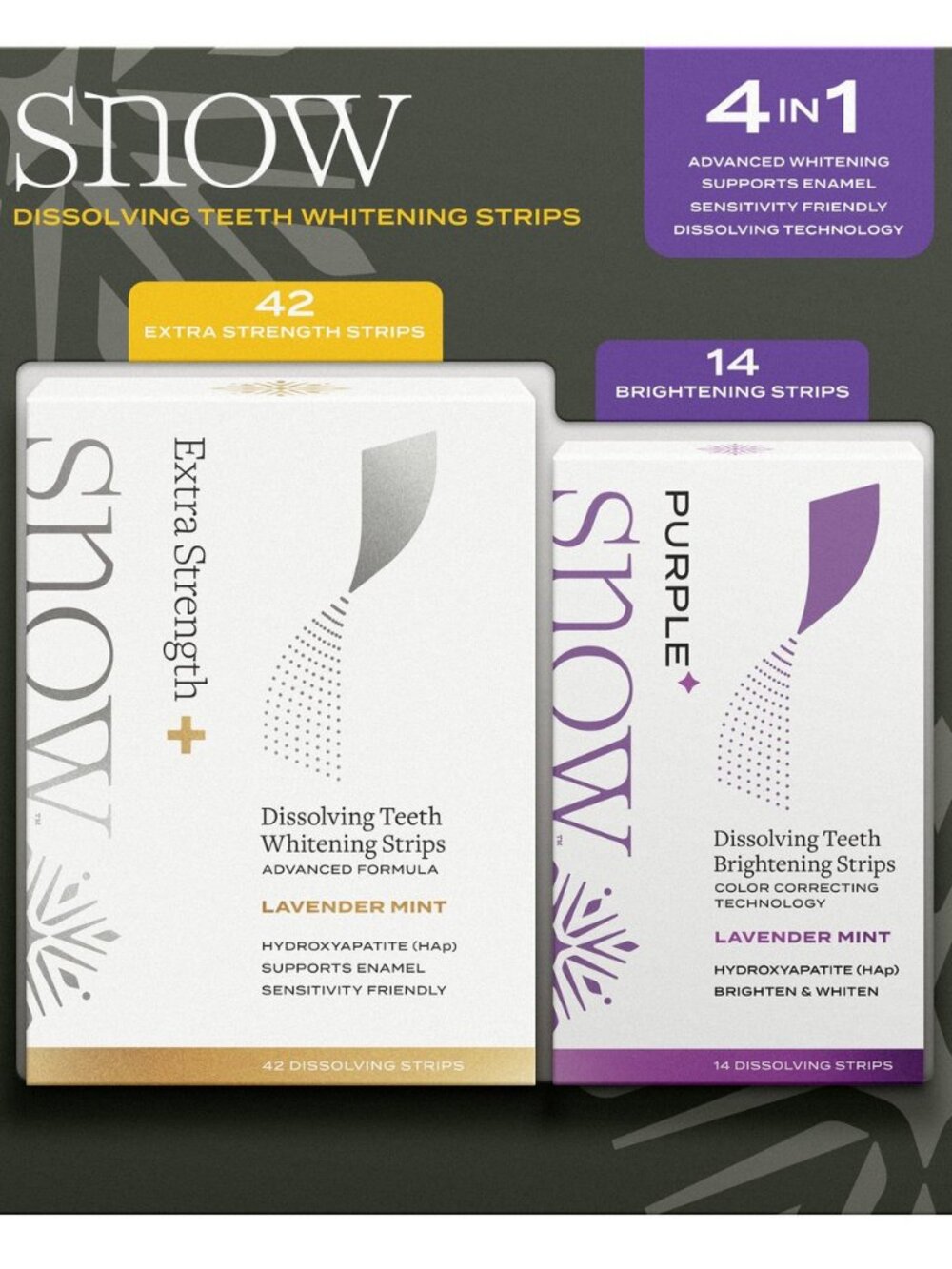 SNOW Dissolving Teeth Whitening Strips 42 Extra Strength + 14 Brightening